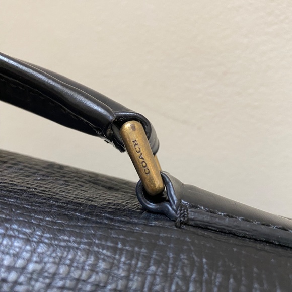 Coach Crosby Box Grain Textured Leather Flap Brief 70961 Brass/Black - Picture 4 of 13